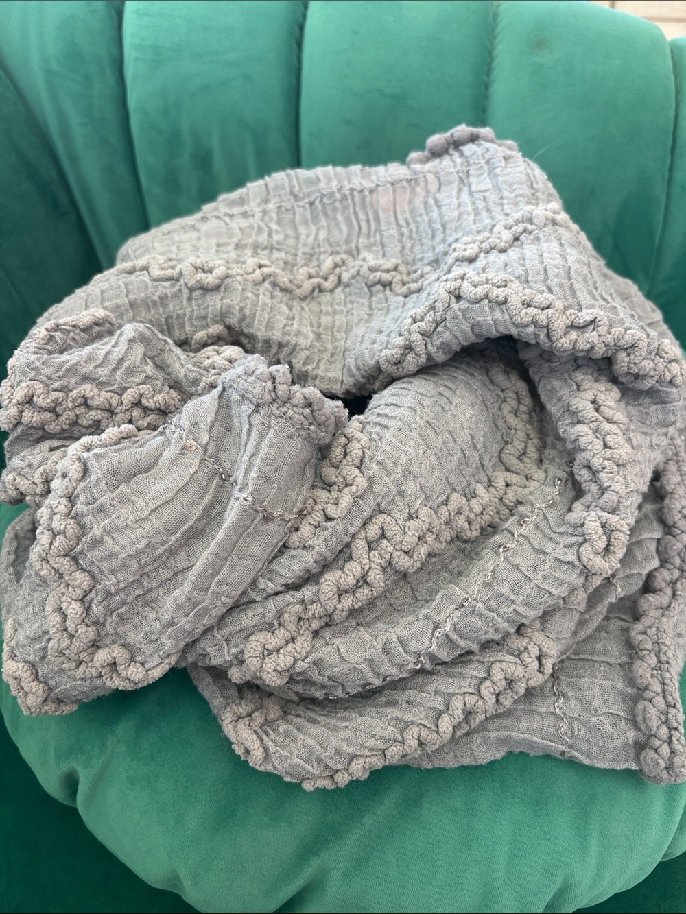 Textured grey Circle infinity scarf